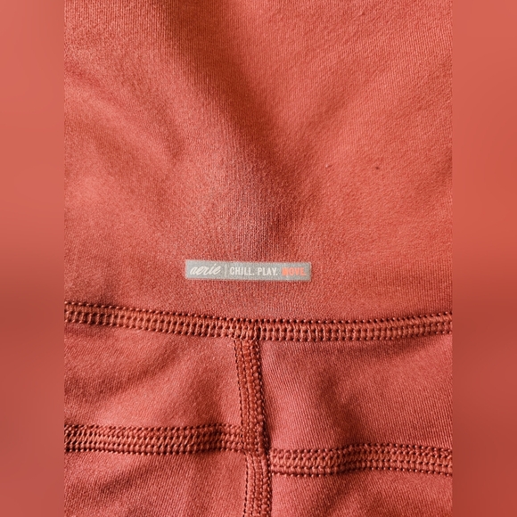 Aerie •Size Medium• Chill Play Move Orange Moto Style Leggings 26 Inch Length - Picture 6 of 9